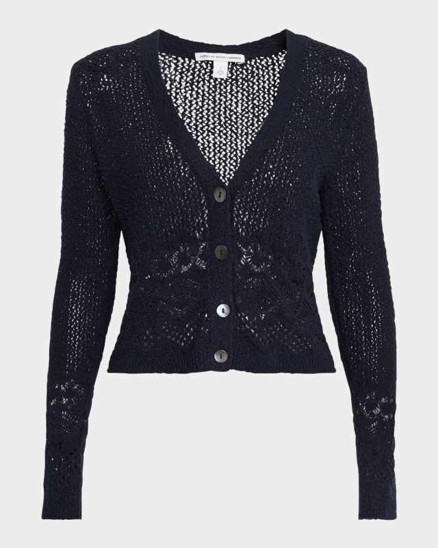 Pointelle-Knit Cotton Cardigan